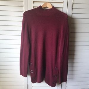 Burgundy Sweater Dress with Button Detailing